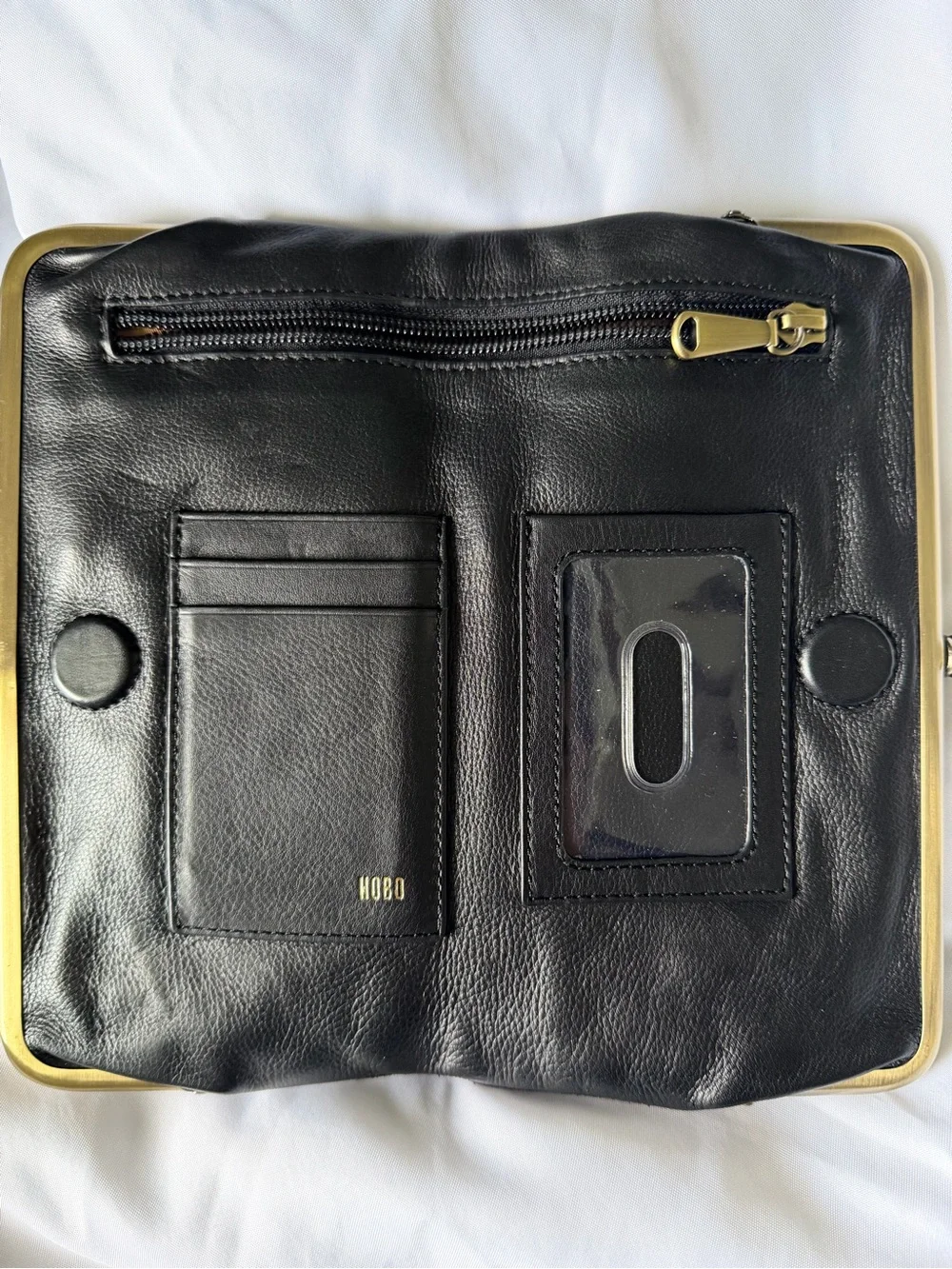 HOBO Lauren clutch wallet black suede and gold studs
